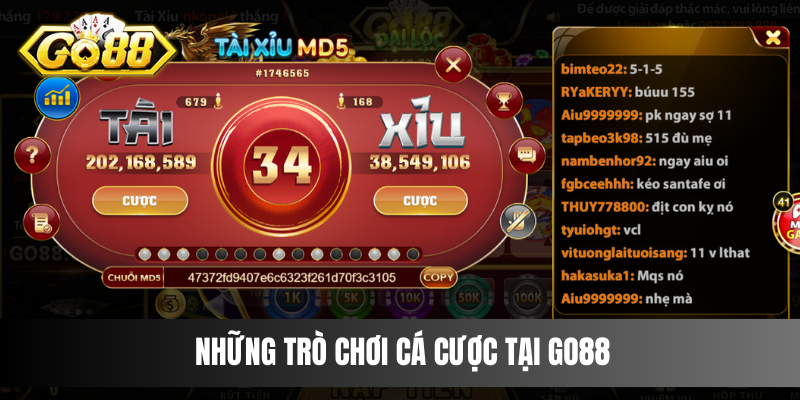 Những trò chơi cá cược tại Go88